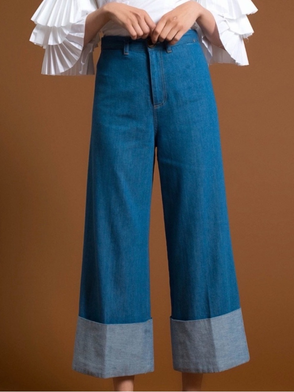 SEA New York Cuffed Wide Leg Two-Tone Denim‎ Jeans Size 6